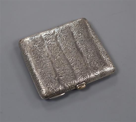 A 1950s Finnish 813 white metal cigarette case with samorodok decoration, 95mm.